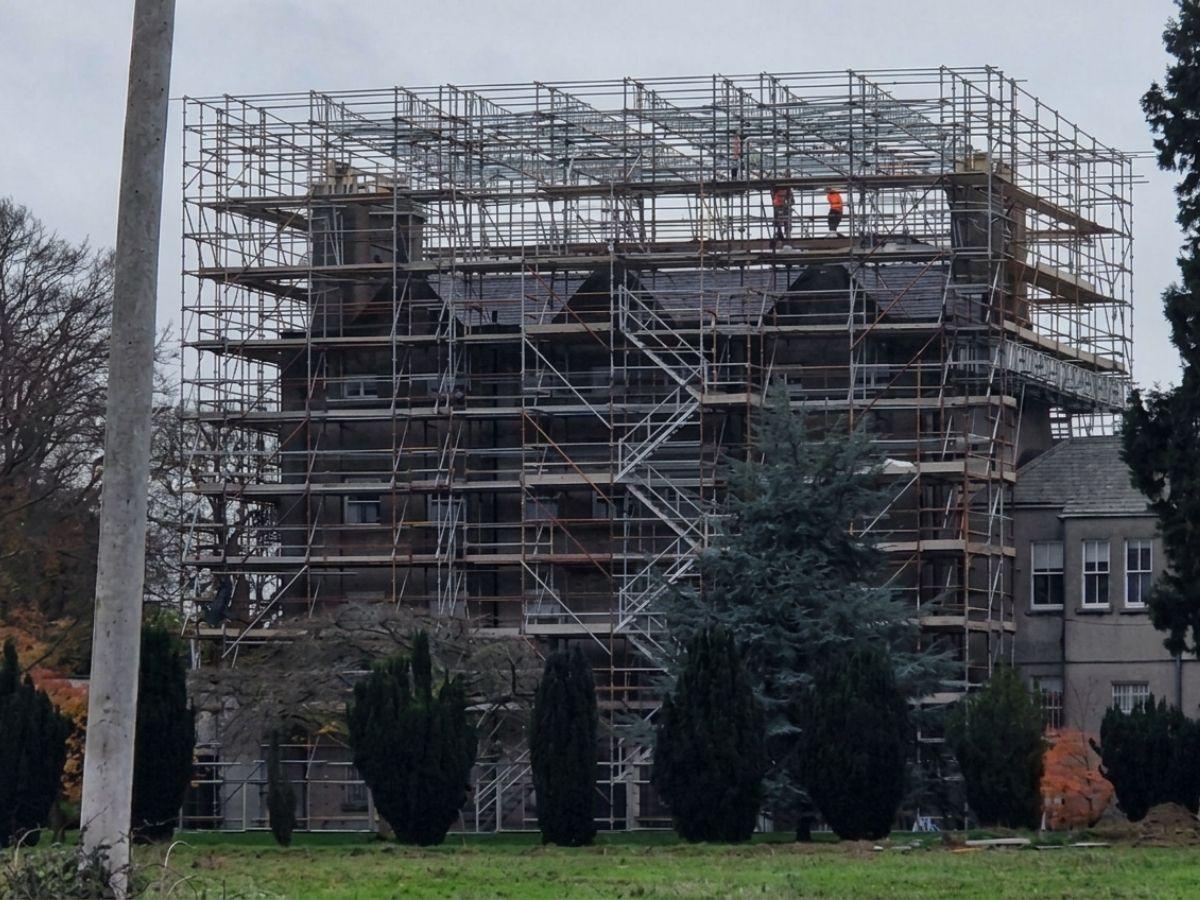 Scaffolding erected to a Dublin home for roof works